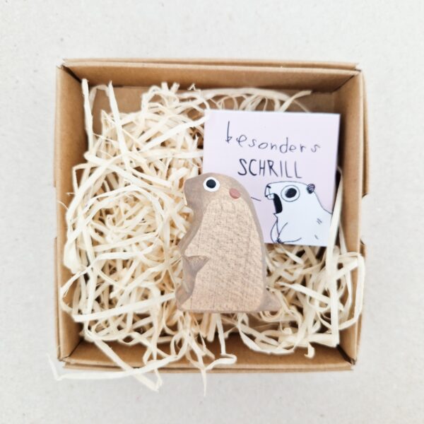 Besondere Holztiere handgemachtes Murmeltier in Verpackung als Geschenk